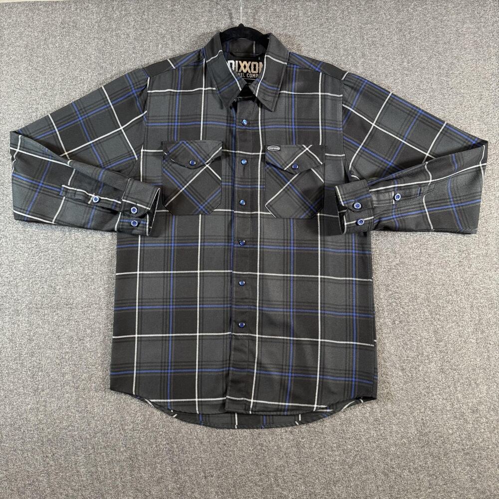 Dixxon Flannel Cycle Gear Shirt Mens Small Black Plaid Snap Biker